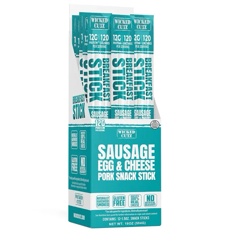 Wicked Cutz Meat Snack Stick 12ct Gluten Free 12g Protein 130 Calories Per Serving
