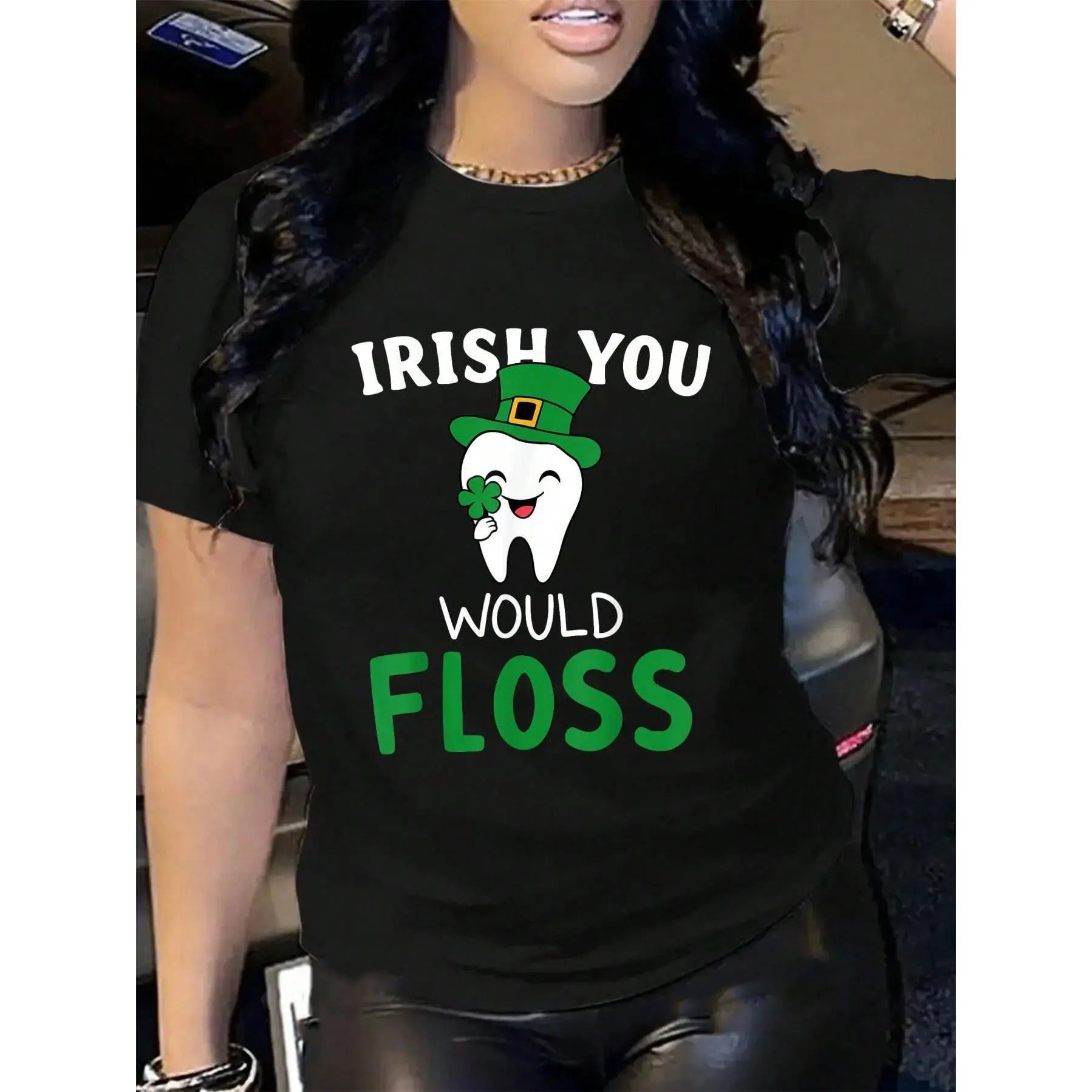 100% Cotton Dental Dentist Irish You Would Floss Saint Patrick's Day T-Shirt Men's Women's Soft Breathable Tee Classic Fashion Summer Tops Printing Short Sleeve T-Shirt graphic tees men crop tops summer outfits for men summer tops T-Shirt