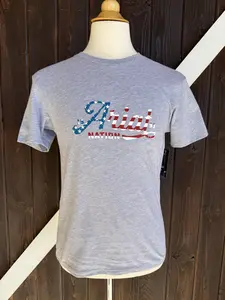 ARIAT-  Men Light Gray Flag T-shirt