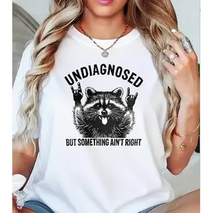 Undiagnosed But Something Ain't Right T-Shirt, Raccoon Rock Graphic Tee, Neurodivergent Casual Shirt