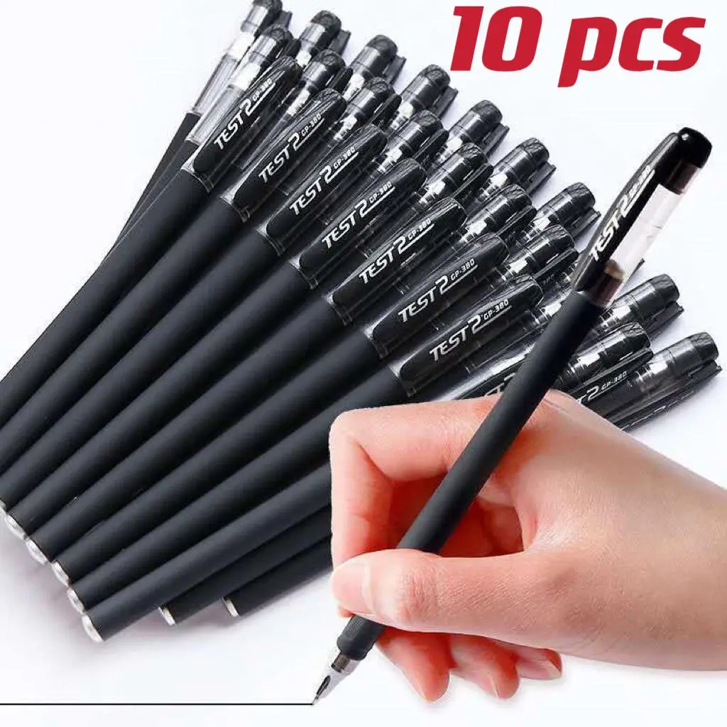 Black Matte Gel Pen (10pcs), Student Stationery, Portable Writing Pen for School Office, Office Signature Pen Supplies