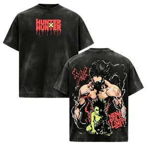 Gon Freecss T-Shirt Hunter x Hunter Graphic Anime Tee Oversized Acid Washed Soft Cotton Shirt Anime Streetwear Casual Menswear Unisex Summer Clothing Gift for Anime Fans，Hunter x Hunter anime merchandise，funny graphic tee, men’s trendy t-shirts,
