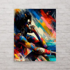 Black Woman Wall Art Poster, Afro Art Print, African American Artwork, Melanin Black Girl Art, Trendy Room Decor, Unframed | 5 size, 8x12 to 27x40 inch
