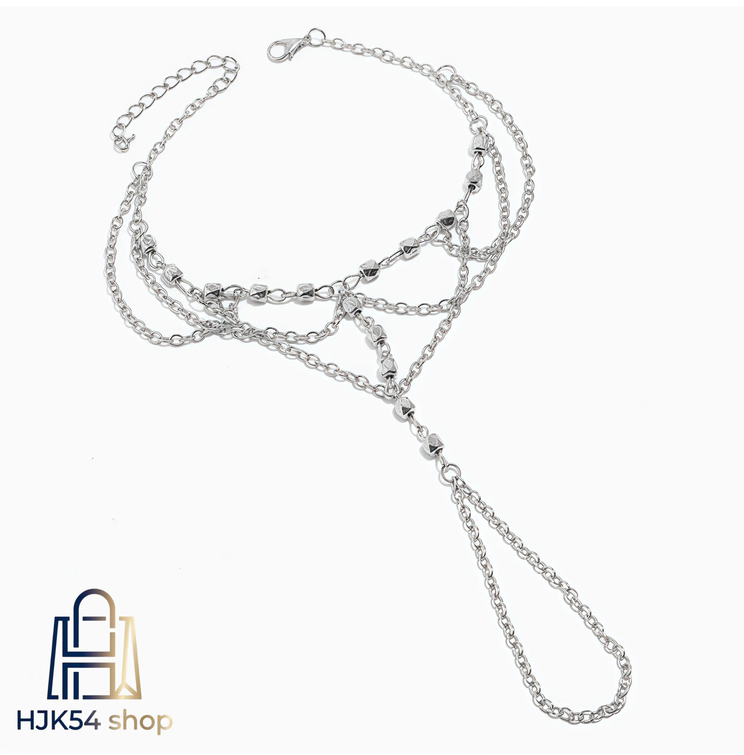 Layered Beaded Ankle Bracelet with Foot Chain, Silver/Gold Plated Slave Anklet with Toe Ring, Trendy Minimalist Ankle Jewelry for Women