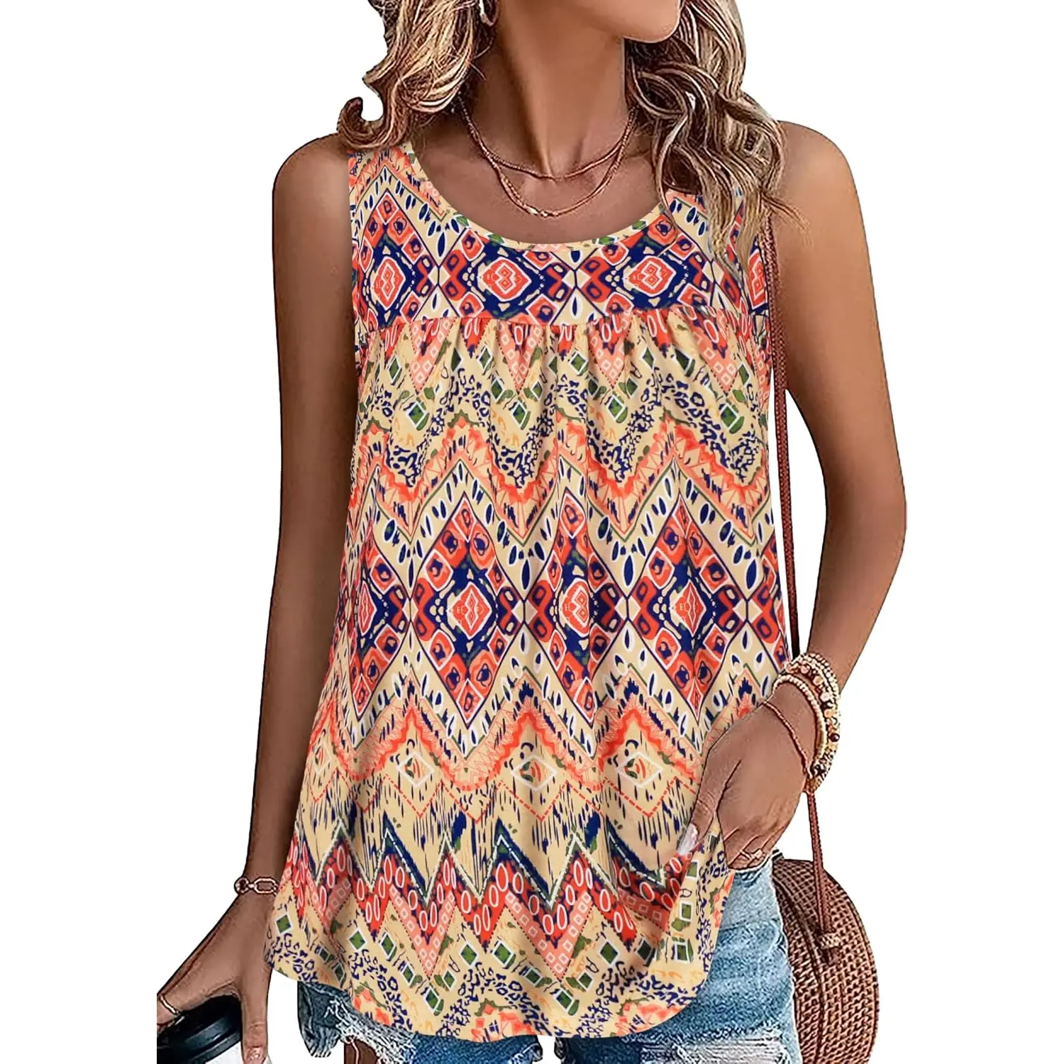 CHICGAL Womens Summer Tank Tops Sleeveless T Shirt Casual Loose Fit Tunic Blouses CHICGAL