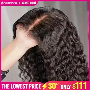 Bling Hair 6x4 7x5 9x6 Glueless Deep Wave Easy To Wear Wig Lace Closure Human Hair Wigs Curly Hair 180% Density Brazilian Ready To Wear Wig For Women