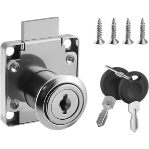 Drawer Lock with Keys and Matching Screws for Cabinet, Wardrobe, Cupboard, Office Desk etc. (Cylinder Cam Length 22 mm)