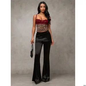 ConcertOutfits ThemeParties Dates tiktokBAEWomen sLeopardPrintMeshSplicedBlackLaceSexySpaghettiStrapCamisole VersatileForOutings Carnivals CorsetTop RaveTop