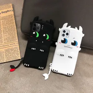 Devil Elf Mobile Phone Case + Small Tail Pendant Silicone Protective Cover Shockproof Black for iPhone 11/12/13/14/15/16 - Cute Cartoon Design Screen Protector Protection Cellphone Smartphone Casing