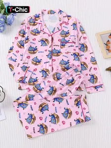 2-piece set with full heart and paw print designs, featuring the K-pop band "Mamamoo" and "LOONA" motifs. Soft, comfortable, and skin-friendly, suitable for home wear, casual attire, and cartoon-themed sleepwear for all ages