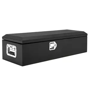 Black Steel Truck Bed Tool Box, Diamond Plate Tool Box with Side Handle and Lock Keys, Storage Toolbox Chest Box Organizer for Pickup, Truck Bed, RV, Trailer,39"x13"x10"