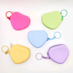 Silicone Heart Shaped Coin Purse Keychains in Assorted Colors for Easy Access and Stylish Storage