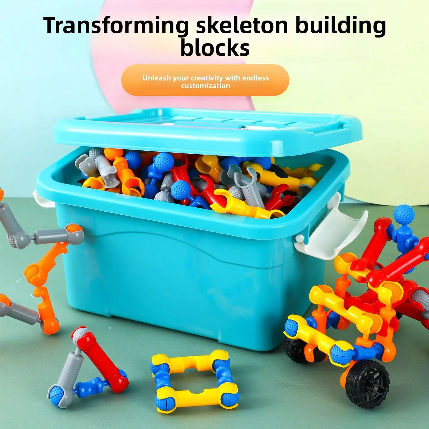 “Transform your skeletal structure building modules! STEM DIY connector set! Ideal for constructing various models! Portable storage case. Stimulates children’s creativity and fine motor skills. Offers hidden educational value! Combines fun and learning!