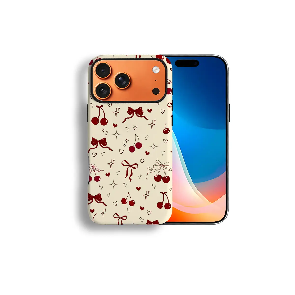 1PC Cute Cherry & Bow Coquette Phone Case For iPhone 17 Pro Max Cases Girls,Compatible with iPhone 17 Pro Case |iPhone 16 15 14 12| iphone 13 phone case | Military-Grade Shockproof Protection.