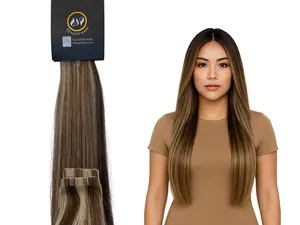 Chocolate Brown with True Blonde Mix Tape-In Extensions