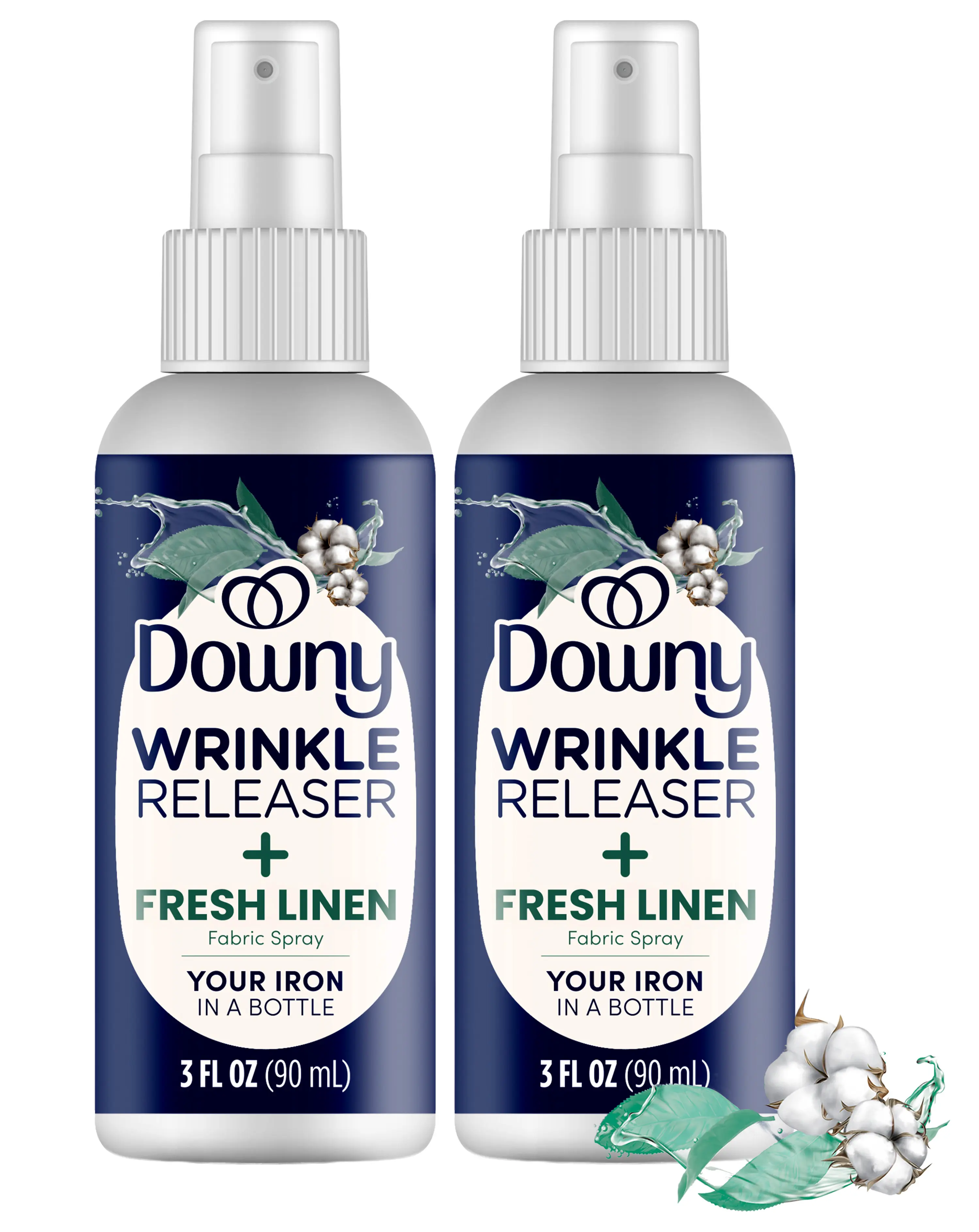 Downy Wrinkle Releaser Spray (Available in 2-Pack and 3-Pack), Travel Size, 3 Fl Oz, All-in-One Wrinkle Release Spray, Fabric Refresher, Odor Eliminator, Static Remover & Ironing Aid for Clothes, Crisp Linen Scent