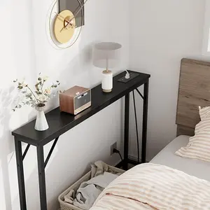 5.9" Narrow Console Table with Power Outlets, Compact Sofa Table with Storage, Sleek Design for Living Room, Entryway, Hallway, and Foyer