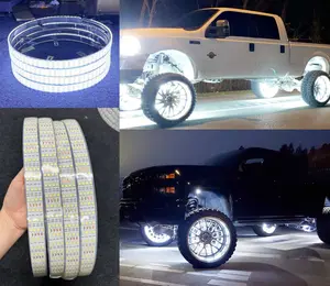 4PCS Cold White 15.5 Brightest Wheel Ring Lights Bluetooth Tire Well Rim for Car Truck SUV Pickup Bluetooth Control