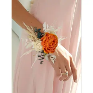 Rinlong Terracotta & Beige Wrist Corsage