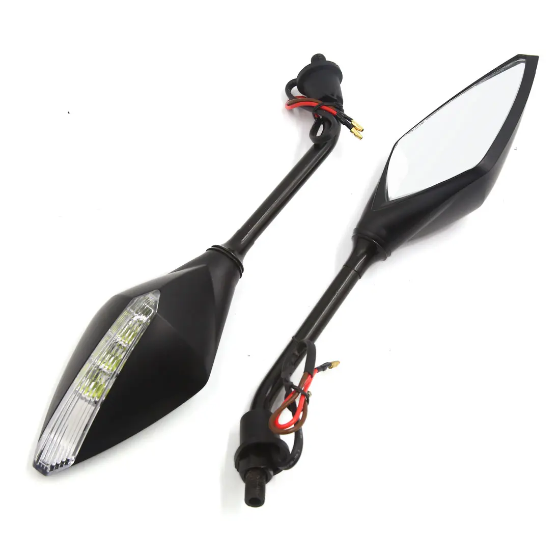 1 Pair 10MM Thread LED Turn Signals Indicator Side Mirrors for Motorcycle