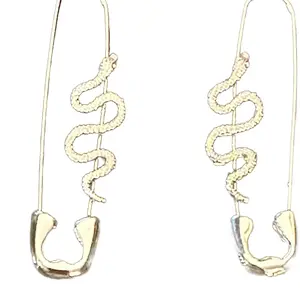 Safety pin snake earrings