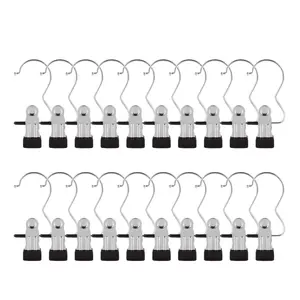 Metal Hanger Clips with Hooks - 20pcs Heavy-Duty Closet Organizers for Pants, Leggings, Hats, Boots