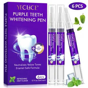 6-Pack Yecuce Mint Toothpicks, Stain Removal Low Sensitivity Formula, Teeth Whitening, Sensitive Teeth Safe, Teeth Stain Cleaner, 3ML Per Stick