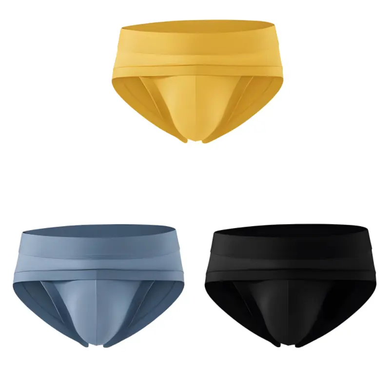 3 Pack Men’s Brief Underwear Triangle Style Athletic Sports Men’s Briefs Fashion Solid Color Underpants with Large Pouch Breathable Soft Men’s Underwear