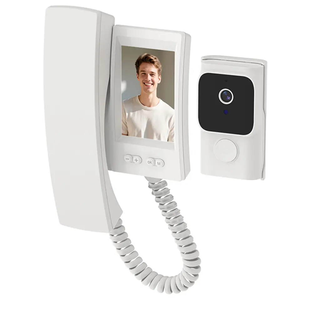 Wired Video Intercom Doorbell - Home Security Video Doorphone with Outdoor Camera, 1-Click Pairing, Infrared Night Vision, 2-Way Audio, No WiFi/APP, Low-Power Long Standby for Home/Office