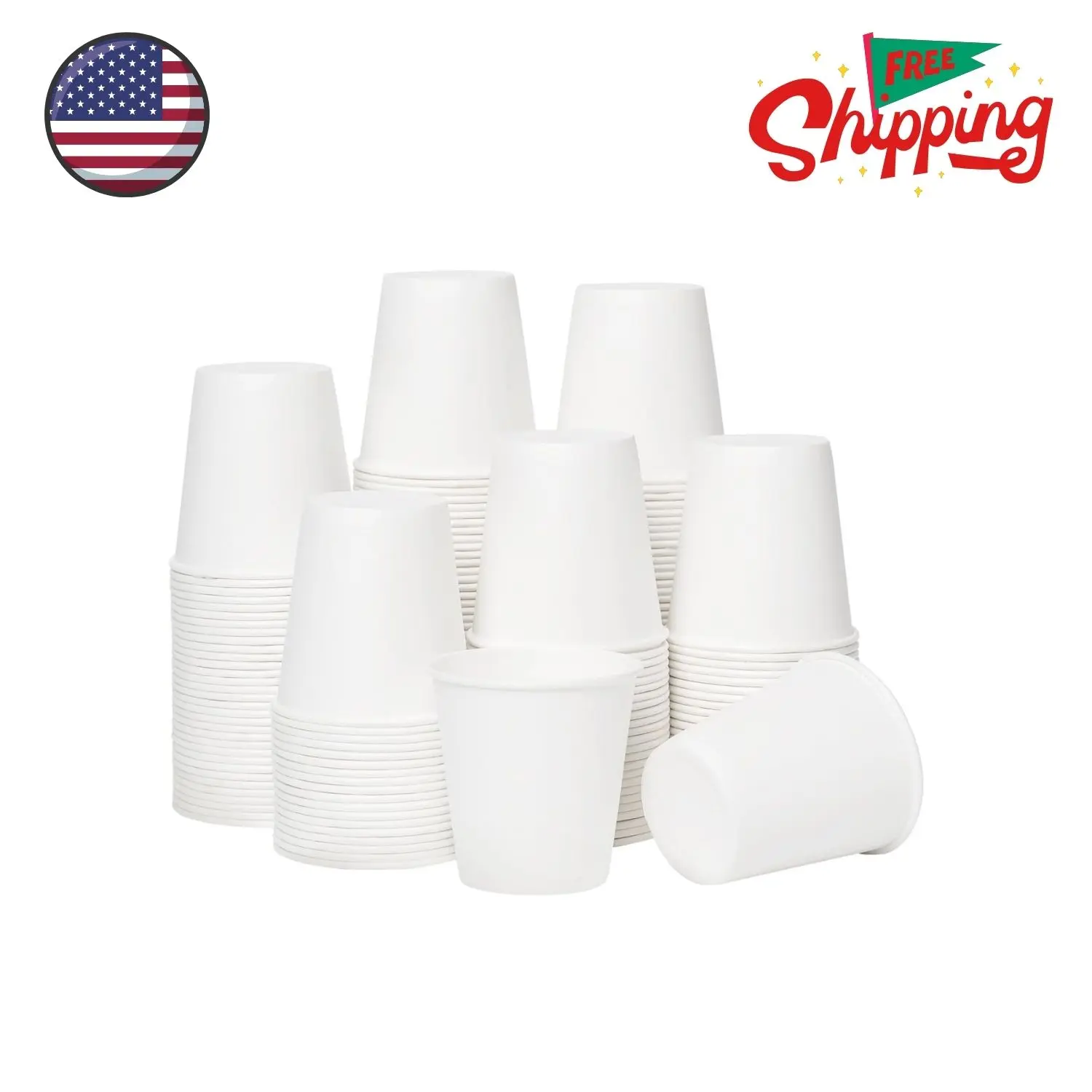 3 oz Bathroom Paper Cups, 100 Pack, Disposable Mouthwash Cups