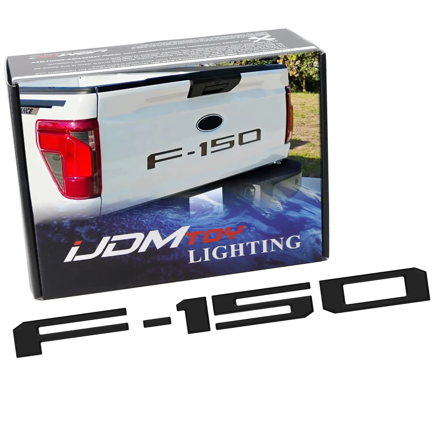 iJDMTOY Matte Black Finish 3D Raised Tailgate Letter Pieces For 2021-up Ford F150 P702