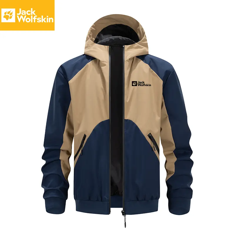JACK WOLFSKIN Contrast-Panel Hooded Jacket - Functional Outdoor Jacket for Hiking & Daily Commutes