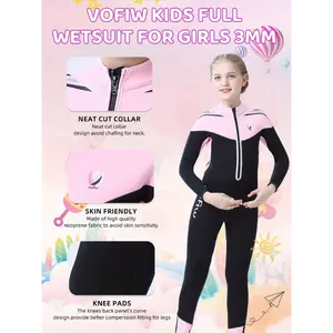 Girls 1-piece Wetsuit For Girls Boys, 3mm Suit Front Zip Neoprene Thermal Full Body Wetsuits For Youth Teens Swimming Boating