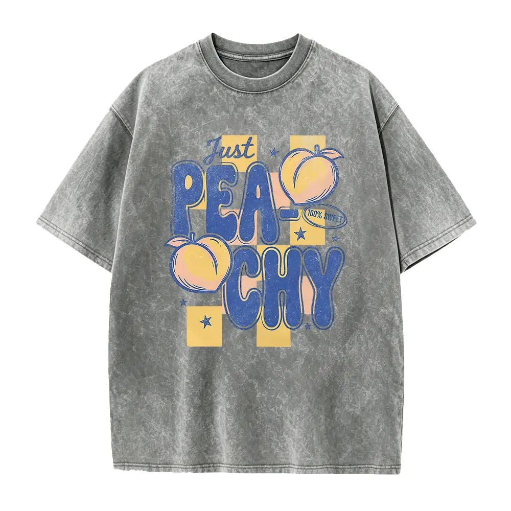 Just Peachy Shirt Summer Fruit Tshirt Food Pun T Shirt Retro Graphic Tee Peach Graphic Tee Summer T-Shirt
