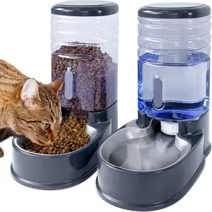 Stainless Steel Automatic Pet Feeder for Small&Medium Pets Automatic  Feeder and Waterer Stainless Steel Bowls Set 3.8 L, Travel  Feeder and Water Dispenser for Dogs Cats Pets