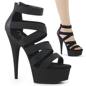 Pleaser Delight-659 Womens Sandals in Black Vegan Leather/Black