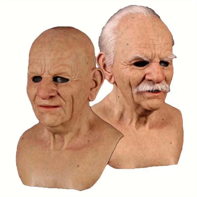 High Quality Creepy Old Man Latex Mask - Realistic Wrinkle Details, White Beard, and Bareheaded Design for Spooky Halloween Masquerade and Role Play - High-Quality Headgear for Adults Accessories(Raincoats) High Quality Creepy Old Man Latex Mask - Realistic Wrinkle Details, White Beard, and Bareheaded Design for Spooky Halloween Masquerade and Role Play - High-Quality Headgear for Adults Accessories(Raincoats)