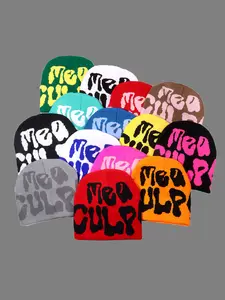 Unisex Style New Letter Jacquard Knit Hat, Autumn Winter Beanie Without Brim, knit  cap ，Cold Weather Cap for Men Women