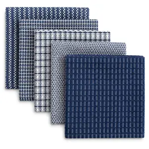 Beille 100% Cotton Kitchen Dish Cloths, Machine Washable Reusable Towels, 10pk (Assorted Blue Colors and Patterns)