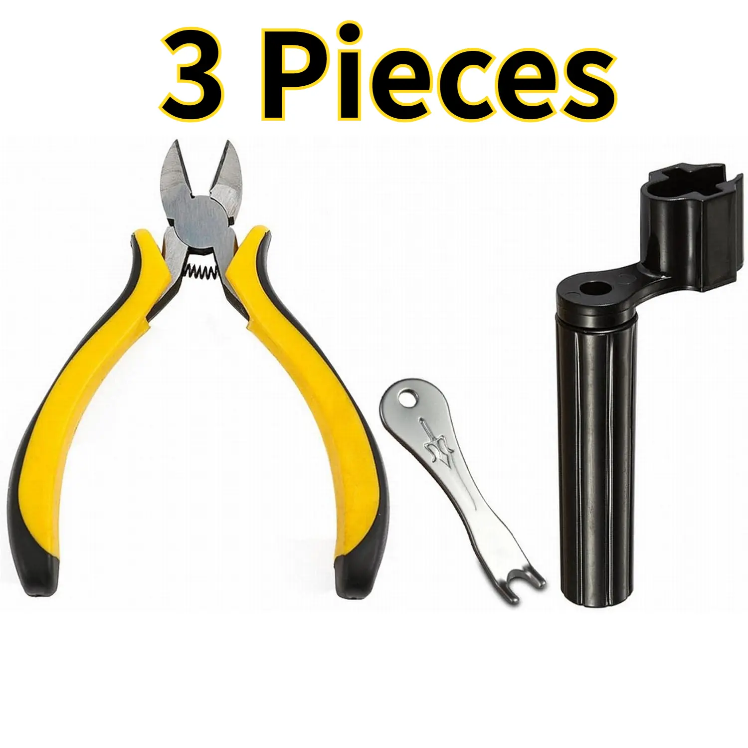 3-Piece Guitar Repair Kit - Makes String Change Quicker, Easier Maintenance Tools Including 2-in-1 Winder, Cutter, Pin Puller for Acoustic, Electric, Bass Instruments, Acoustic Guitar, Bass Guitar