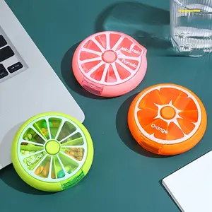 1 count Compact 7-Day Pill Organizer - Portable Rotating Medicine Box With Fruit Design, Easy Carry Mini Weekly Pill Case