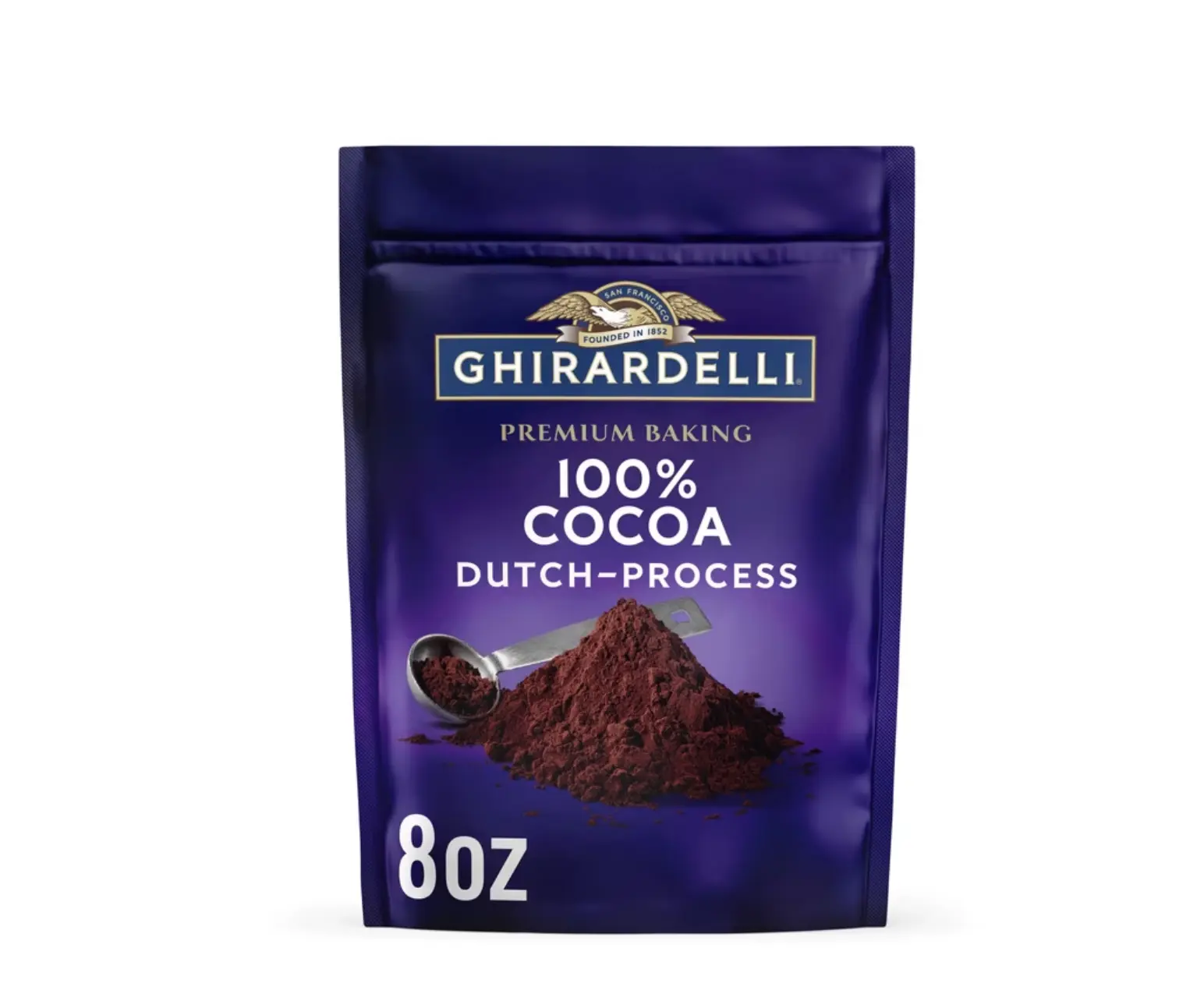 GHIRARDELLI Premium Baking Cocoa 100% Cocoa Dutch Process Unsweetened Cocoa Powder, 8 oz Bag
