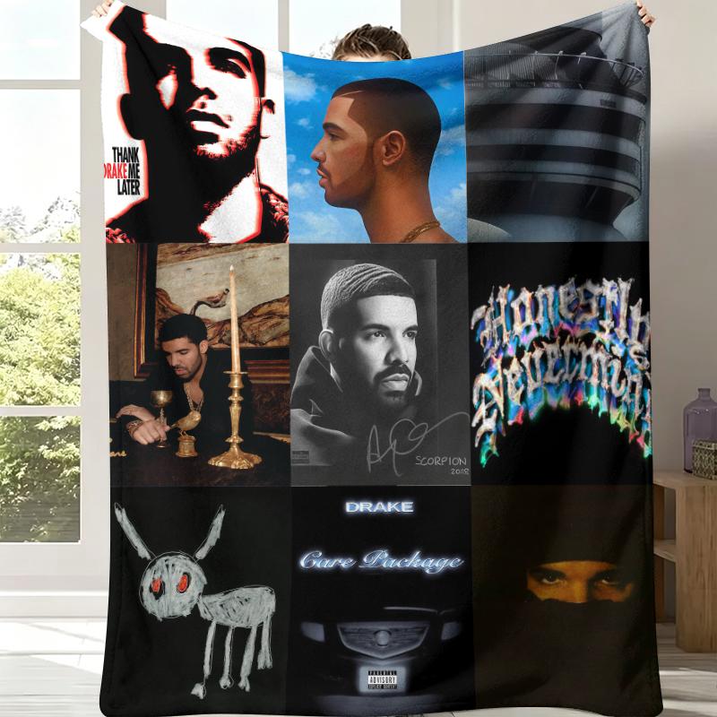 Drake Album Cover Collage Flannel Throw Blanket - Cozy Soft Bedding with Iconic Studio Album Art Prints, Ideal Gift for Drake Fans