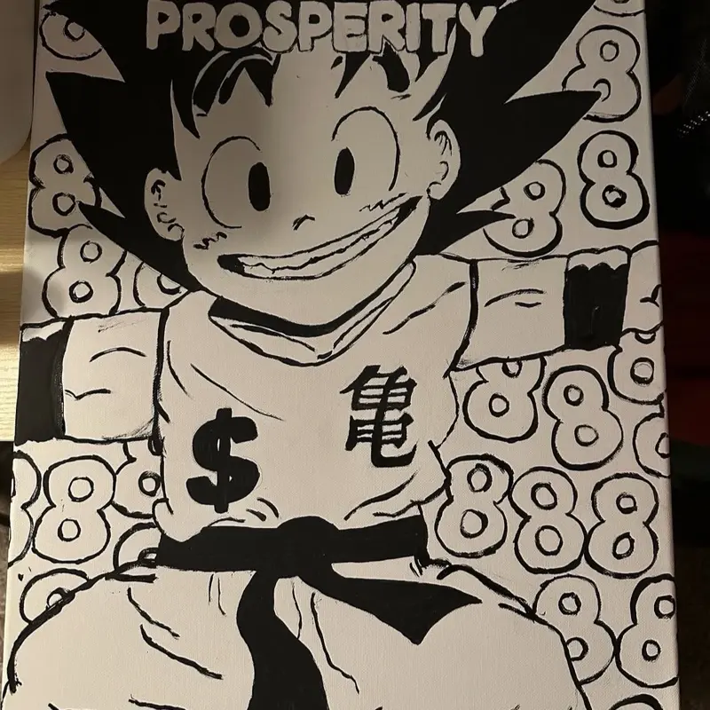 Kid Go Painting - Character Art Featuring Prosperty in a Unique Design with Black and White Colors