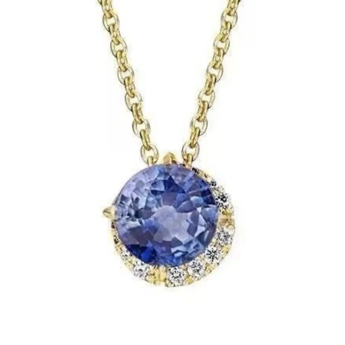 18K Gold Vermeil S925 Sterling Silver Natural Tanzanite Necklace – Blue Danube Moonlight Pendant, Japanese Wave Ocean Design, Elegant Lock Necklace for Women