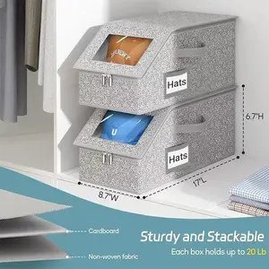 Hat Organizer for Baseball Caps, Large Capacity Stackable Storage Box, Minimal Storage Organizer, Easy Access Multi-Purpose Holder for Closet Home, Quick Grab Display Case
