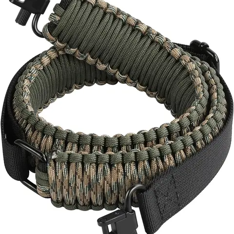 SOMA 2-Point Paracord Rifle Sling - Adjustable 36"-48", 1.5" Extra-Wide Knitted Non-Slip Strap with Quick-Detach Tri-Lock Swivels, Lightweight Nylon Core, Hunting Shooting Range Gear