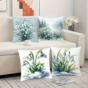 4-Piece Floral Print Pillow Covers Set, 45x45cm (17.72x17.72 Inch), Hidden Zipper, Indoor & Outdoor Decor, Living Room, Bedroom, Sofa, Car