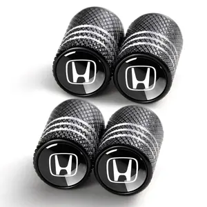 Honda 4-Pc Set Universal Tire Valve Stem Caps for CRV Accord Civic Aluminum Alloy Blue Dust-Proof Wheel Valve Covers Easy Install No Tools Required Car Parts Car Accessories