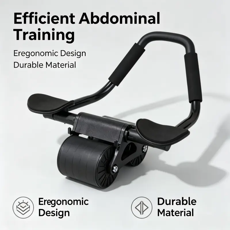 2025 New Automatic Rebound Abdominal Roller, Abdominal Exercise Wheel with Knee Pad, Abdominal Exercise Equipment, Dual-Wheel Flat Abdominal Roller, Beginner-Specific Core Trainer